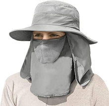 Load image into Gallery viewer, Women & Men Outdoor Sun Hat UV Protection Fishing Hiking Caps with Face Neck Flap Cover UPF 50+