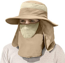 Load image into Gallery viewer, Women & Men Outdoor Sun Hat UV Protection Fishing Hiking Caps with Face Neck Flap Cover UPF 50+